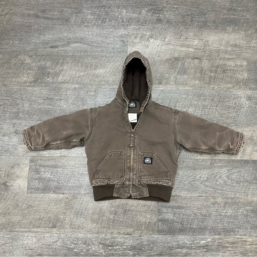 Polar King By Key Fleece Lined Canvas Hooded Full Zip Jacket Size 4T